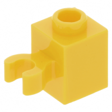 LEGO kocka 1x1 egy oldalán fogóval, sárga (30241b)
